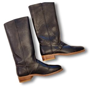 BERMANS Black Leather Tall Riding Boots 8 1/2